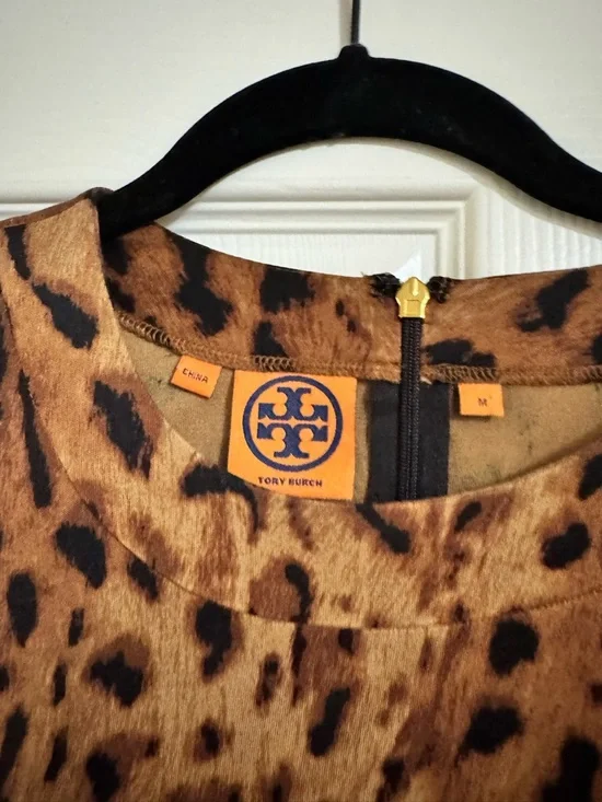 Tory Burch Leopard-Print Long Sleeve Bodycon Dress - Brown & Black - Picture 2 of 4